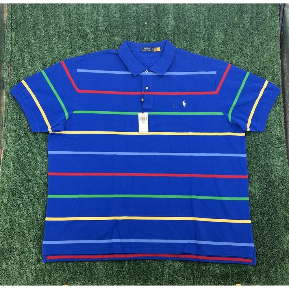 Polo Ralph Lauren Classic Fit Polo Shirt Men's 5XB Blue Multicolor Stripe Pony